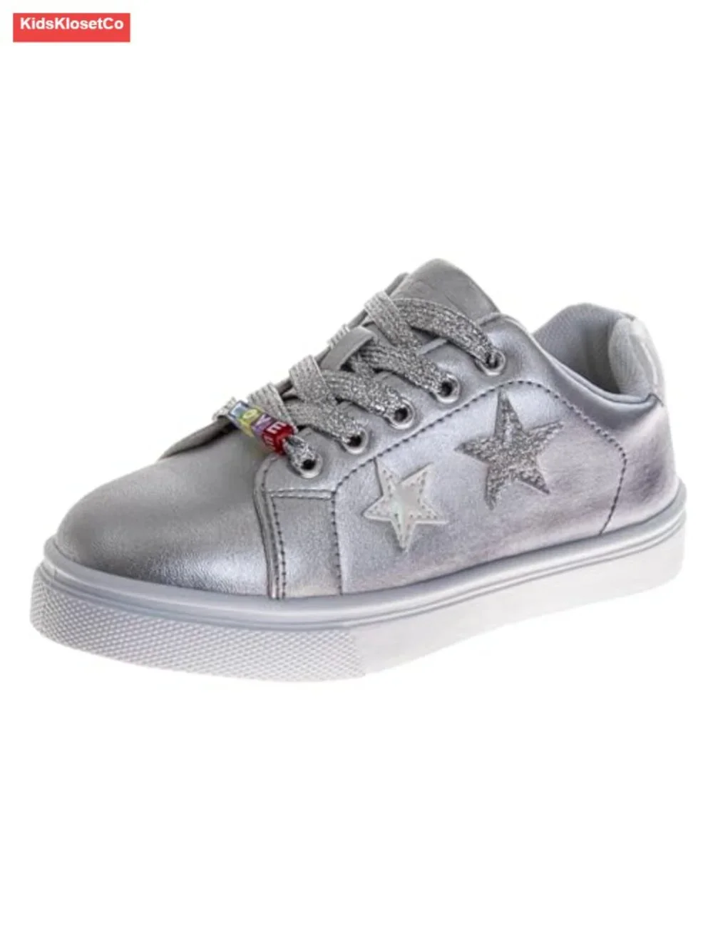 Girls Badgley Mischka Low Top Faux Leather Star Sneakers